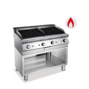 Commercial Gas Lava Rock Grill with Open Cabinet