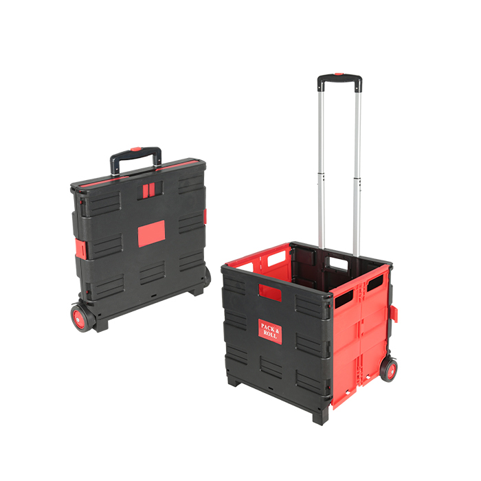 Collapsible Rolling Crate with Telescopic Handle